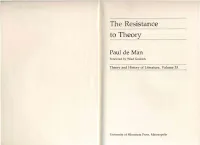 The Resistance to Theory