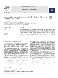 A New Complete Sequence from Lower to Middle Paleolithic El Provencio