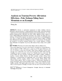 Analysis on Tourism Poverty Alleviation Effection—Take Sichuan Xiling Snow Mountain As an Example