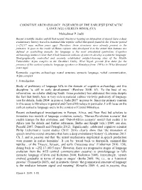 COGNITIVE ARCHAEOLOGY: in SEARCH of the EARLIEST SYNTACTIC LANGUAGE-USERS in HIMALAYA Maheshwar P