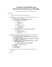 Consumer Cloud Robotics and the Fair Information Practice Principles