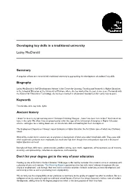 Developing Key Skills in a Traditional University Lesley Macdonald