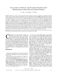 Evaluation of Nitrate and Potassium Ion-Selective Membranes for Soil Macronutrient Sensing