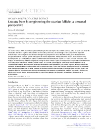 Lessons from Bioengineering the Ovarian Follicle: a Personal Perspective