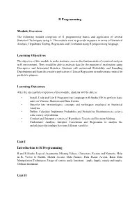 R Programming Module Overview Learning Objectives Learning