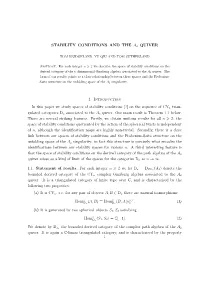 Stability Conditions and the A2 Quiver 10