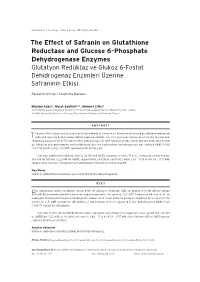 The Effect of Safranin on Glutathione Reductase and Glucose 6