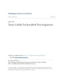 Trustee Liability for Spendthrift Trust Assignments