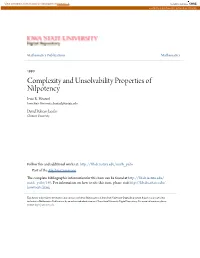 Complexity and Unsolvability Properties of Nilpotency Irvin R