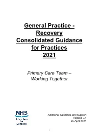 General Practice - Recovery Consolidated Guidance for Practices 2021