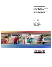 Maximizing the Value of Philanthropic Efforts Through Planned Partnerships Between the U.S