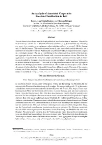 An Analysis of Annotated Corpora for Emotion Classification in Text