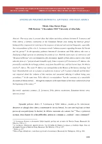 Epistolary Polemics Between E. Lovinescu and Felix Aderca
