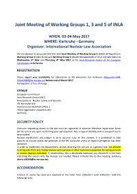 Joint Meeting of Working Groups 1, 3 and 5 of INLA