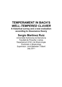 Temperament in Bach's Well-Tempered Clavier