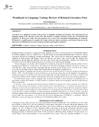 Washback in Language Testing: Review of Related Literature First
