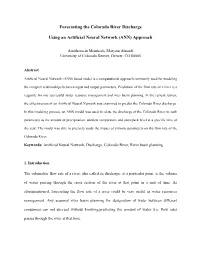 Forecasting the Colorado River Discharge Using an Artificial Neural Network