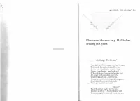 Please Read the Note on P. 1163 Before Reading This Poem