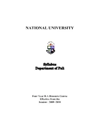 Syllabus Department of Pali