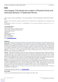 Technologies That Assess the Location of Physical Activity and Sedentary Behavior: a Systematic Review