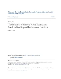The Influence of Historic Violin Treatises on Modern Teaching and Performance Practices