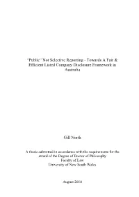 Towards a Fair & Efficient Listed Company Disclosure Framework in Australia Gill No