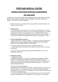 Minutes of the Patient Reference Group Meeting