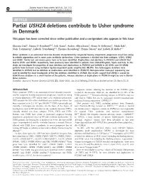 Partial USH2A Deletions Contribute to Usher Syndrome in Denmark