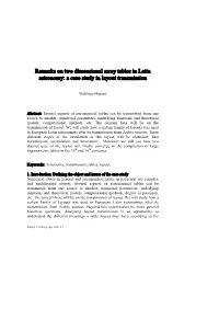 Remarks on Two Dimensional Array Tables in Latin Astronomy: a Case Study in Layout Transmission