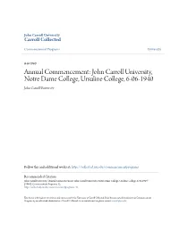 Annual Commencement: John Carroll University, Notre Dame College, Ursuline College, 6-06-1940 John Carroll University