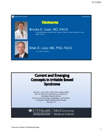 Current and Emerging Concepts in Irritable Bowel Syndrome