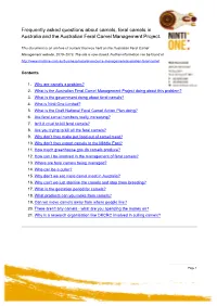 Frequently Asked Questions About Camels, Feral Camels in Australia and the Australian Feral Camel Management Project