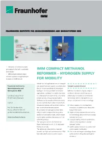 Imm Compact Methanol Reformer