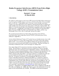 Radio-Frequency Interference (RFI) from Extra-High-Voltage (EHV)