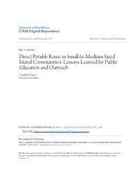 Direct Potable Reuse in Small-To-Medium Sized Inland Communities: Lessons Learned for Public Education and Outreach Claudia B