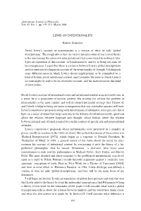 LEWIS on INTENTIONALITY Robert Stalnaker David Lewis's Account of Intentionality Is a Version of What He Calls `Global Descripti