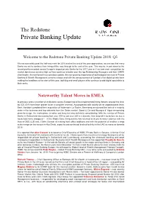 Redstone Private Banking Update Q3 2018
