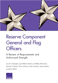 Reserve Component General and Flag Officers (RC G/Fos) in an Active Status