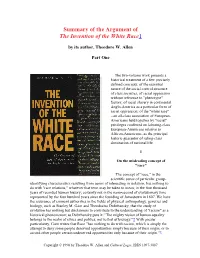 "Summary of the Argument of the Invention of the White Race," Part 1