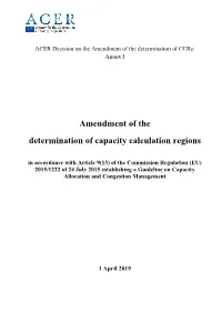 Amendment of the Determination of Capacity Calculation Regions
