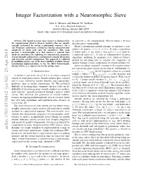 Integer Factorization with a Neuromorphic Sieve