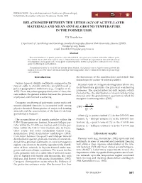 Relationship Between the Lithology of Active-Layer Materials and Mean Annual Ground Temperature in the Former Ussr