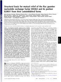 Structural Basis for Mutual Relief of the Rac Guanine Nucleotide Exchange Factor DOCK2 and Its Partner ELMO1 from Their Autoinhibited Forms