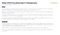 Weekly COVID-19 Surveillance Report in Nottinghamshire Cumulative Data from 21/02/2020 - 26/07/2020