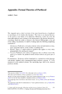 Appendix: Formal Theories of Parthood
