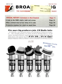 Fire More Big Producers Join AM Radio Sales ...All Independent, Music -News -Service Stations of the Westinghouse Broadcasting Company, Inc