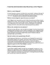 Frequently Asked Questions About Becoming a Junior Guard