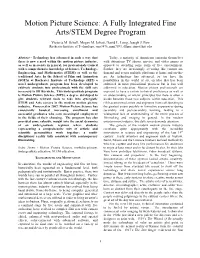 Motion Picture Science: a Fully Integrated Fine Arts/STEM Degree Program