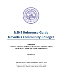 NSHE Reference Guide Nevada's Community Colleges