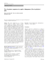 Use of Gesture Sequences in Captive Chimpanzee (Pan Troglodytes) Play
